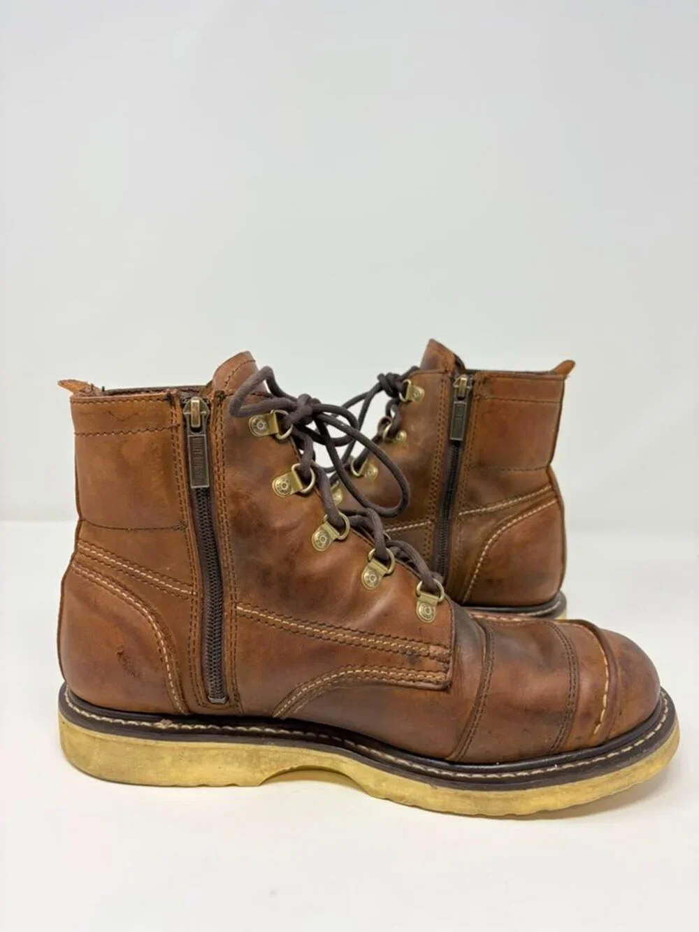 Harley-Davidson Brown Leather Motorcycle Boots D93470 Men’s 10